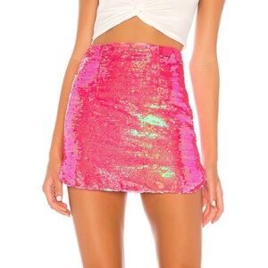 Superdown Hot Pink Sequin Shanice Mini Skirt